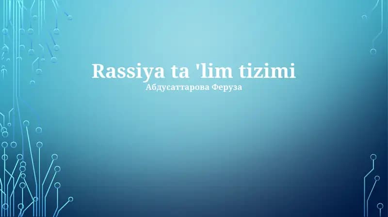 Rossiya ta'lim tizimi
