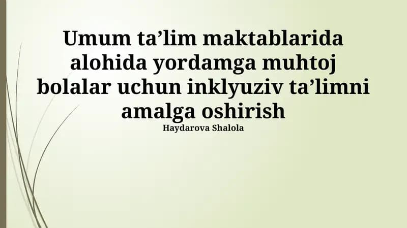 Inklyuziv Ta'limni Amalga Oshirish