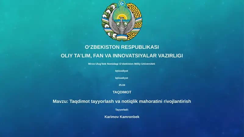 Taqdimot tayyorlash va notiqlik mahoratini rivojlantirish
