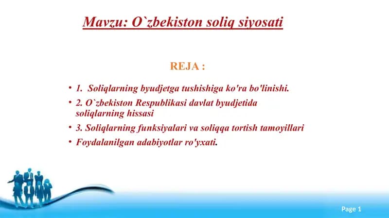 O`zbekiston soliq siyosati