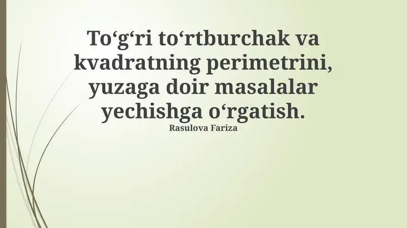 Perimetrni hisoblash formulalari va misollar