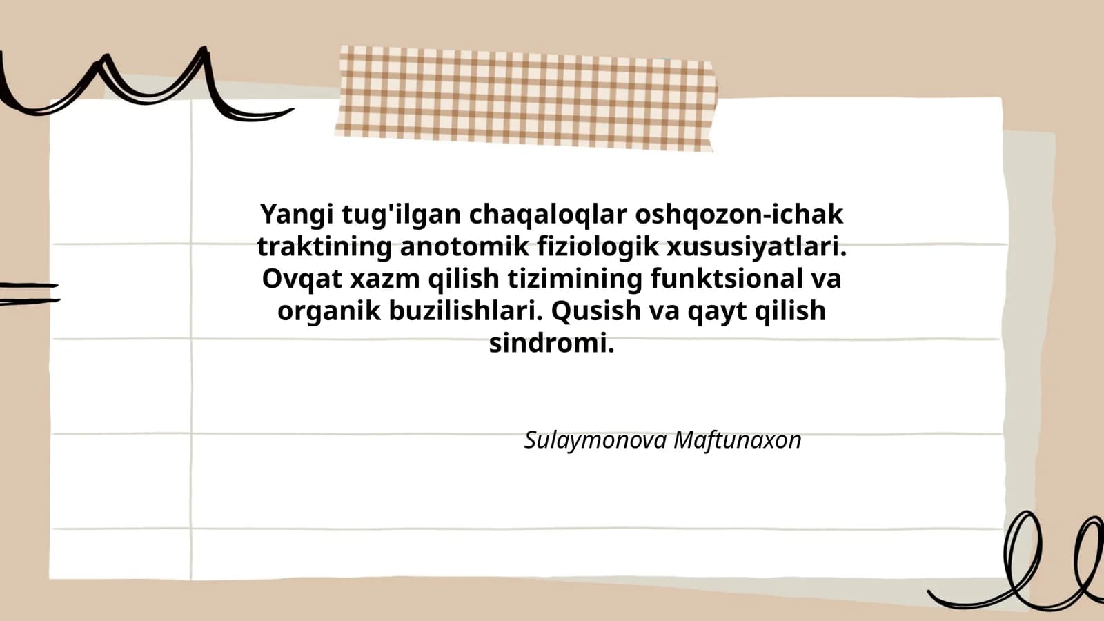 Yangi tug'ilgan chaqaloqlar oshqozon-ichak trakti