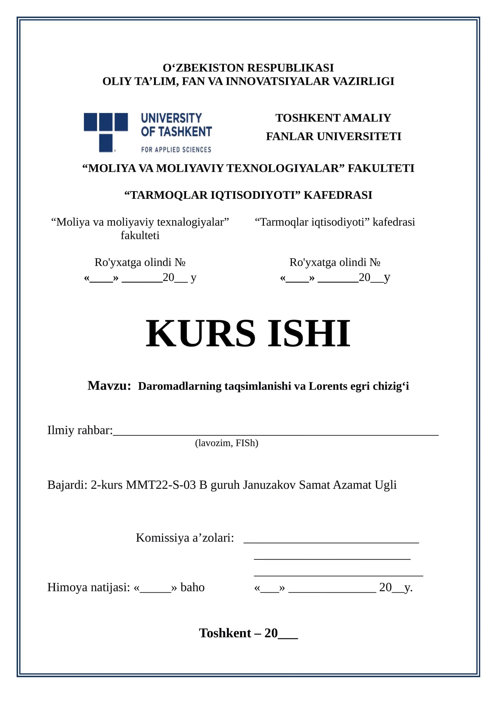 Daromadlarning taqsimlanishi va Lorents egri chizigʻi