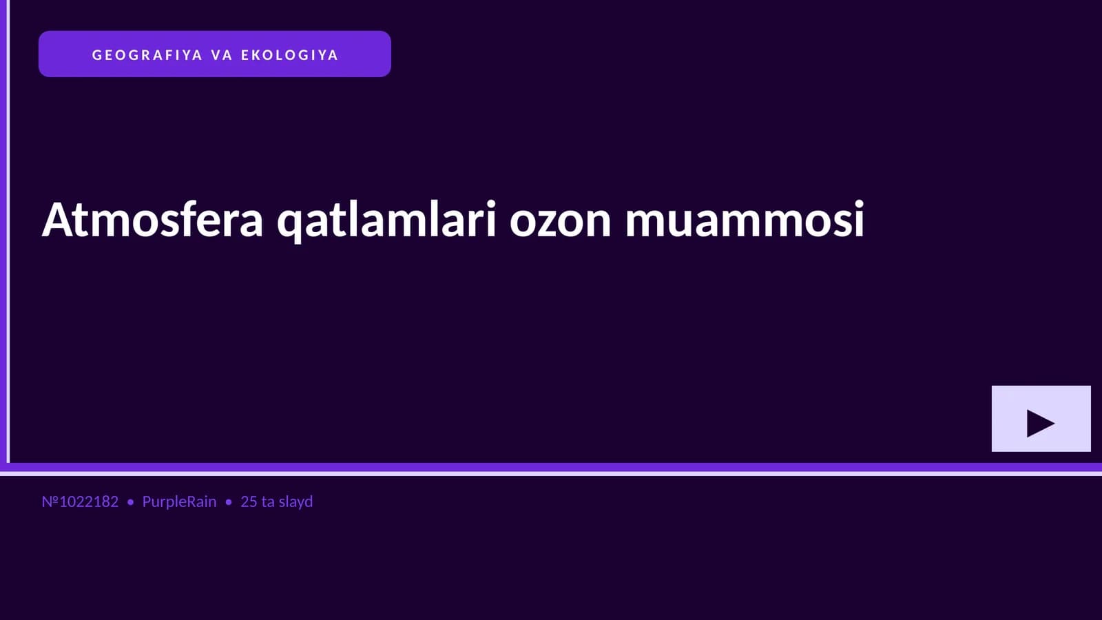 Atmosfera qatlamlari ozon muammosi