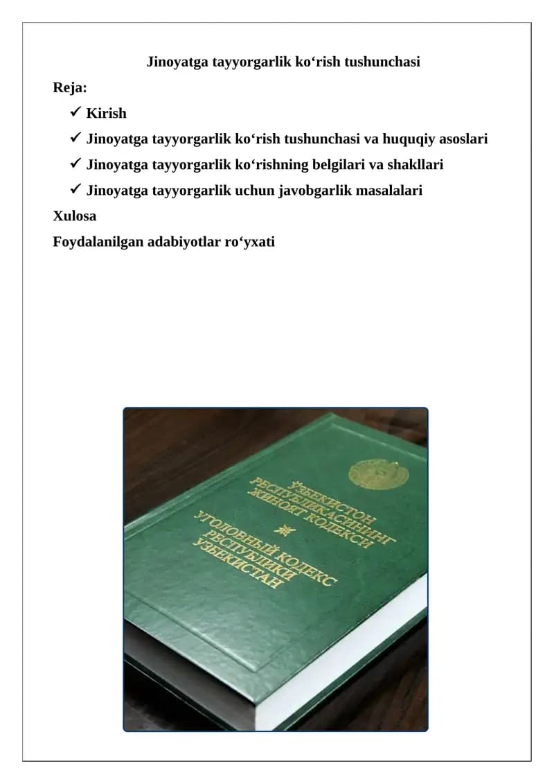 Jinoyatga tayyorgarlik ko‘rish