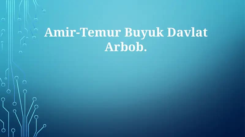Amir-Temur Buyuk DavlatArbob