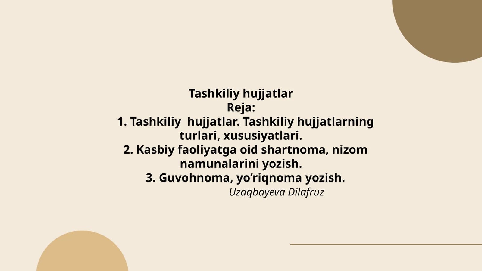 Tashkiliy hujjatlar