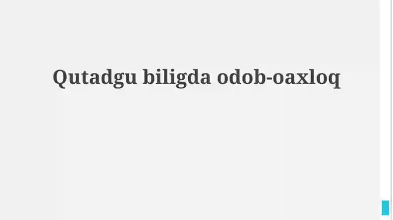 Qutadgu Biligda Odob-Oxloq