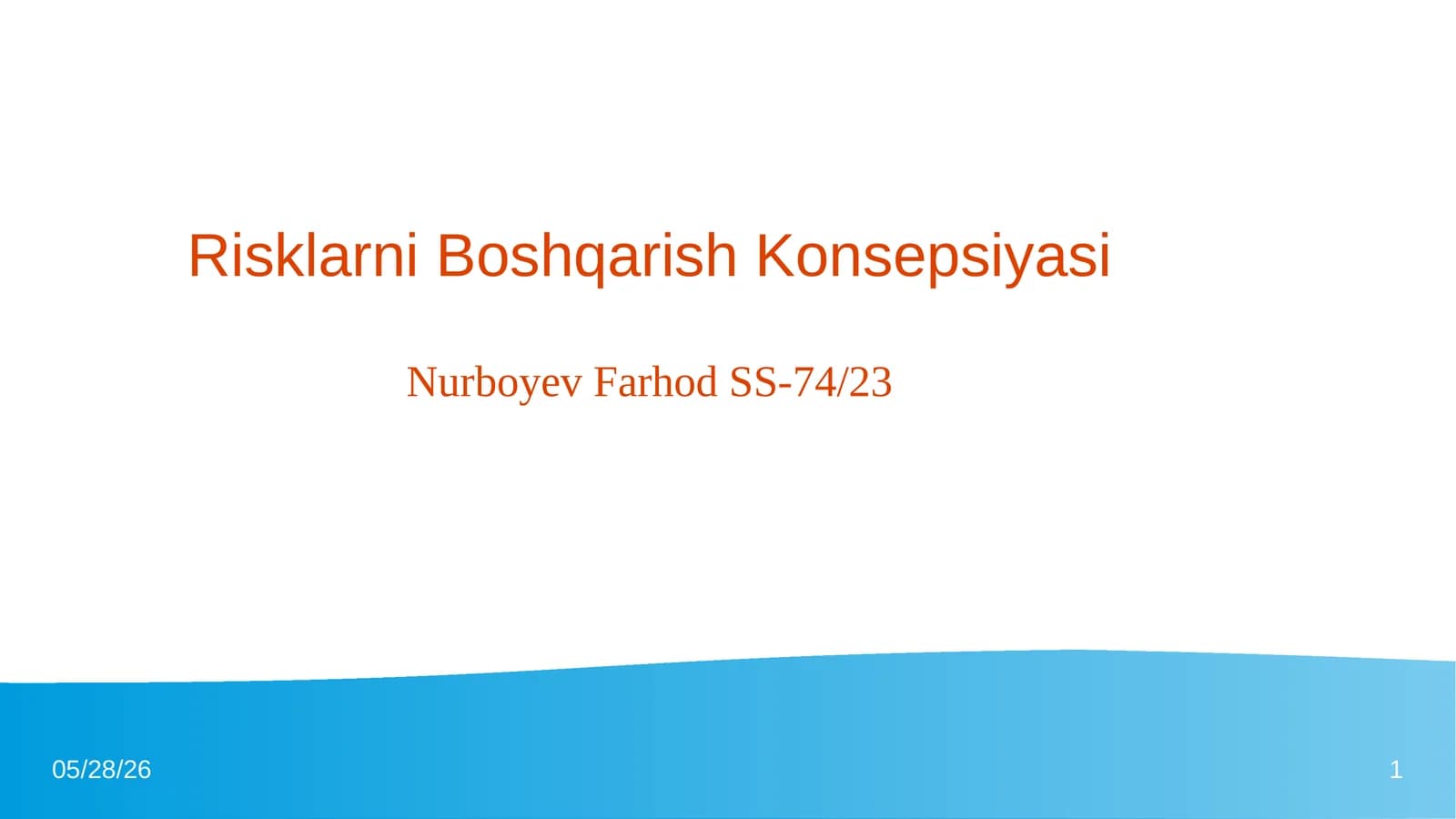 Risklarni Boshqarish Konsepsiyasi