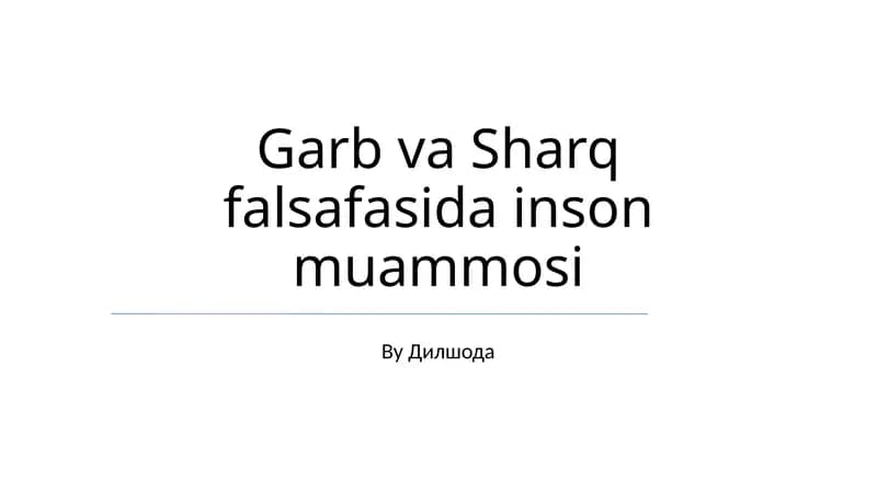 Inson Muammosi: Libos va Sharq Falsafa
