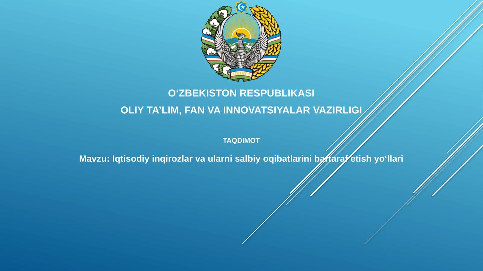 Iqtisodiy inqirozlar va ularni salbiyoqibatlarini bartaraf etish yoʻllari