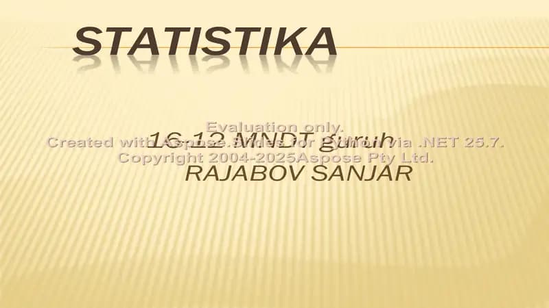 Variatsiya, assimetriya va ekses ko’rsatgichlari