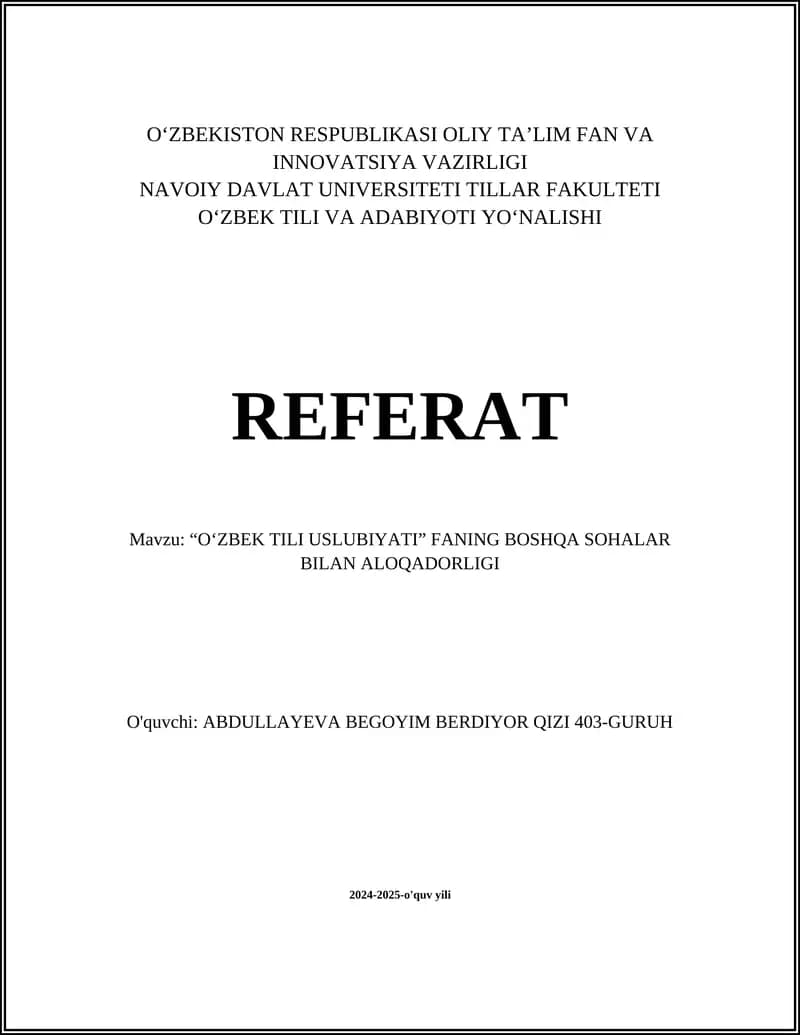O'zbek Tili Uslubiyati