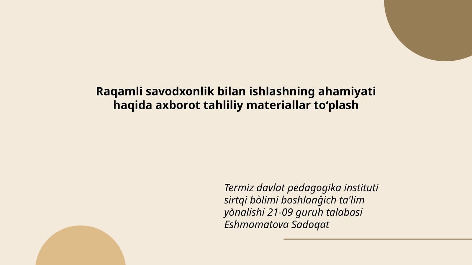 Axborot tahliliy materiallar