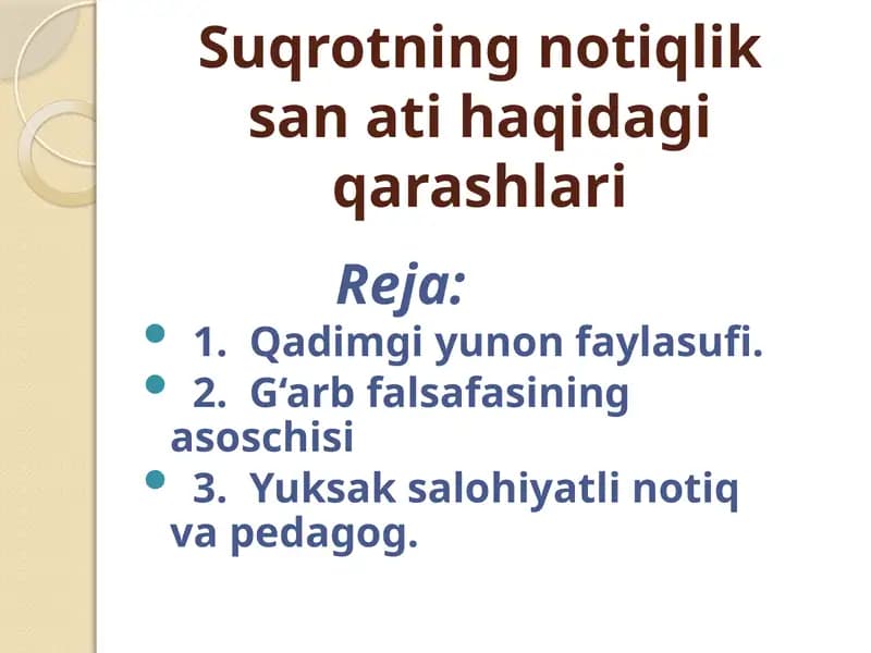 Suqrotning notiqlik san'ati haqida qarashlari