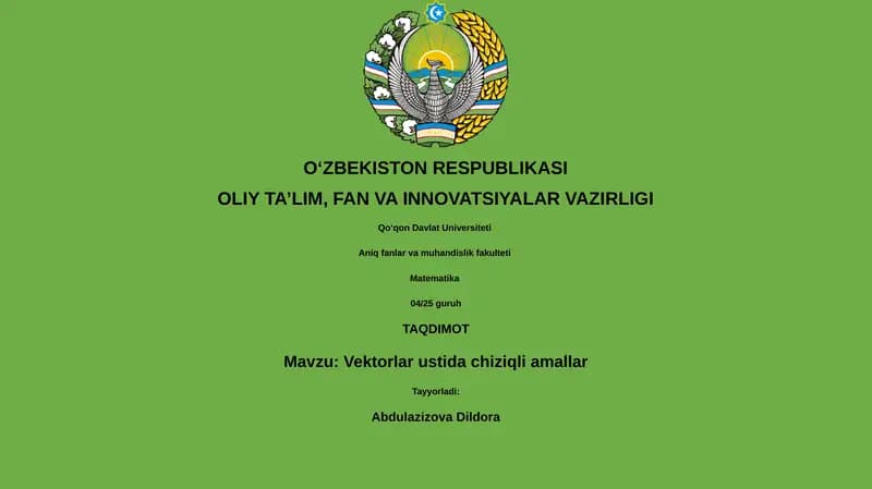 Vektorlar ustida chiziqli amallar