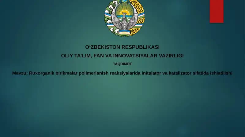 Organometall birikmalar va polimerlanish