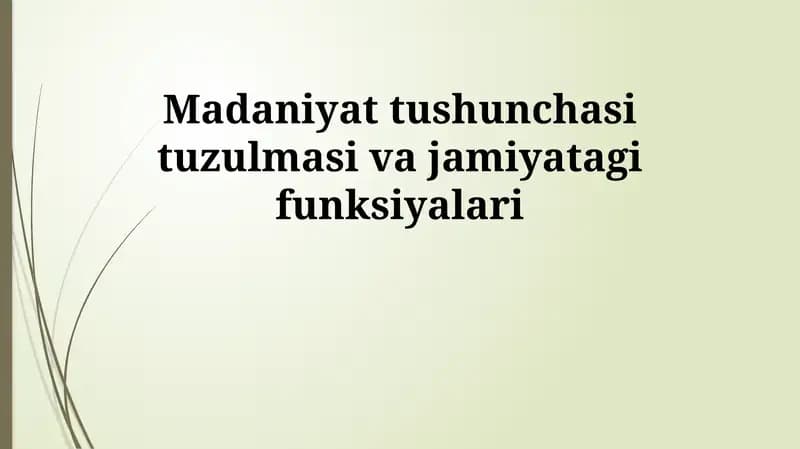 Madaniyat tushunchasi