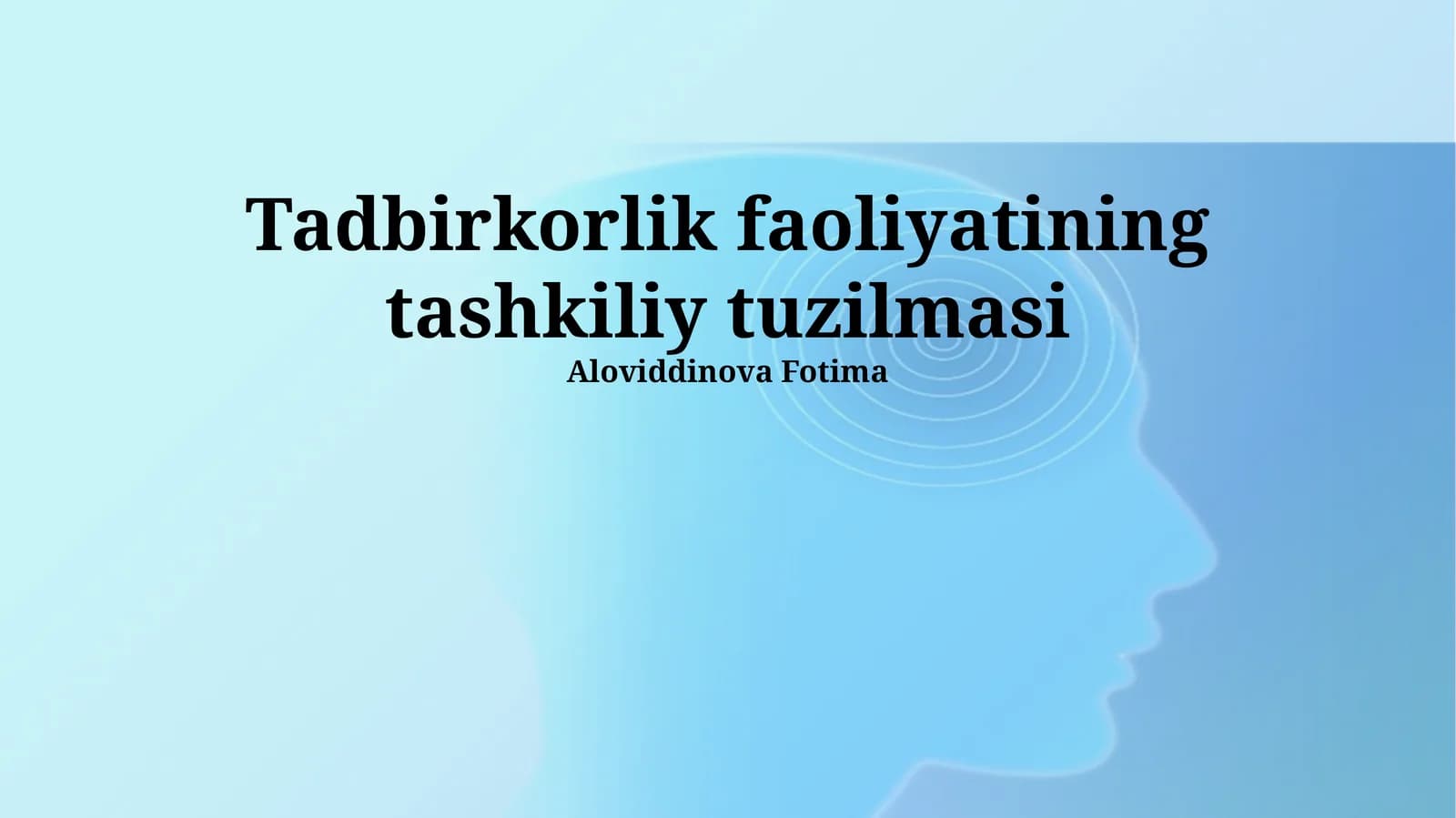 Tadbirkorlik faoliyatining tashkiliy tuzilmasi