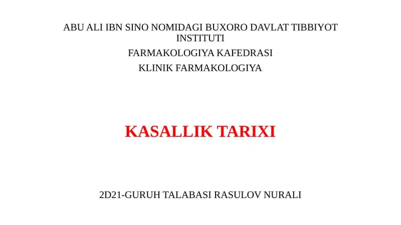 Farmakologiya-kasallik tarixi