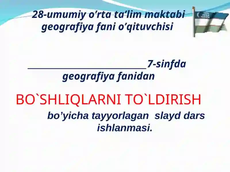 BO`SHLIQLARNI TO`LDIRISH
