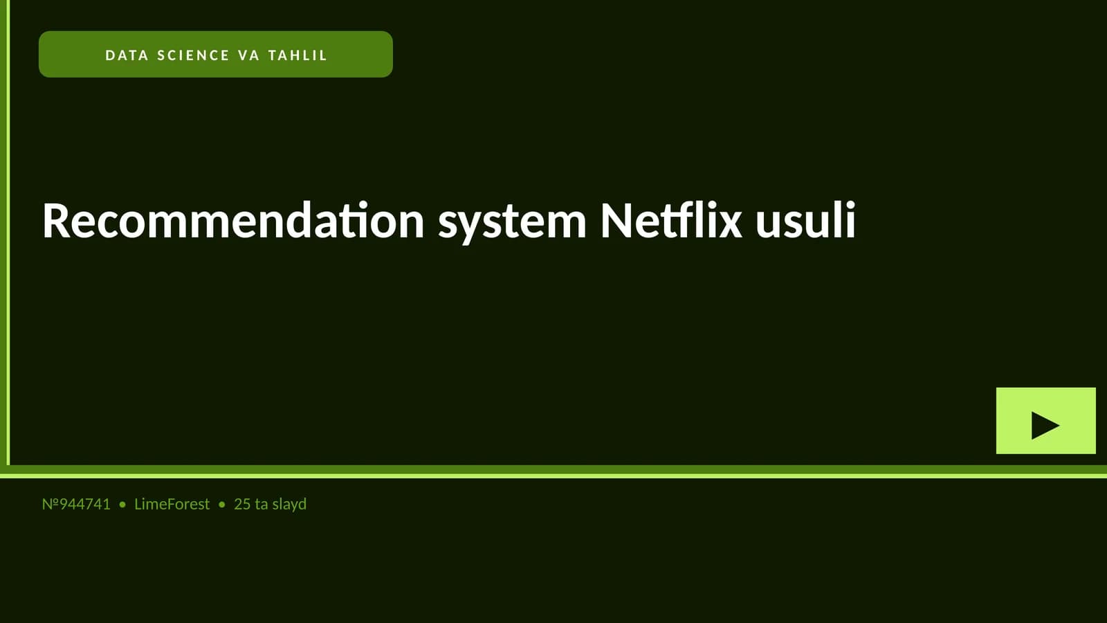 Recommendation system Netflix usuli