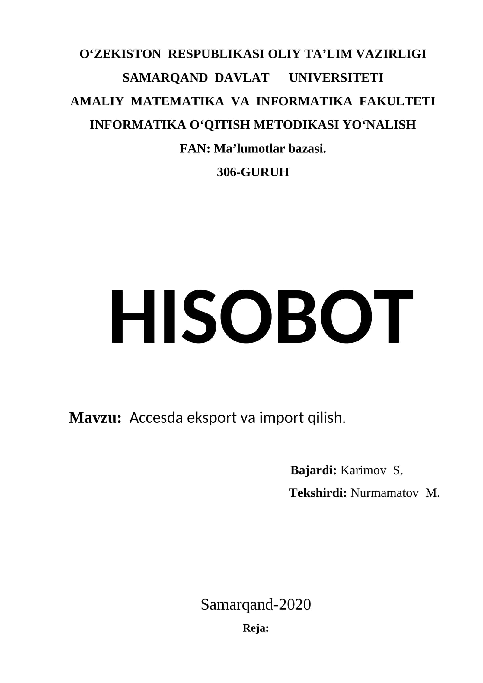 Accesda eksport va import qilish