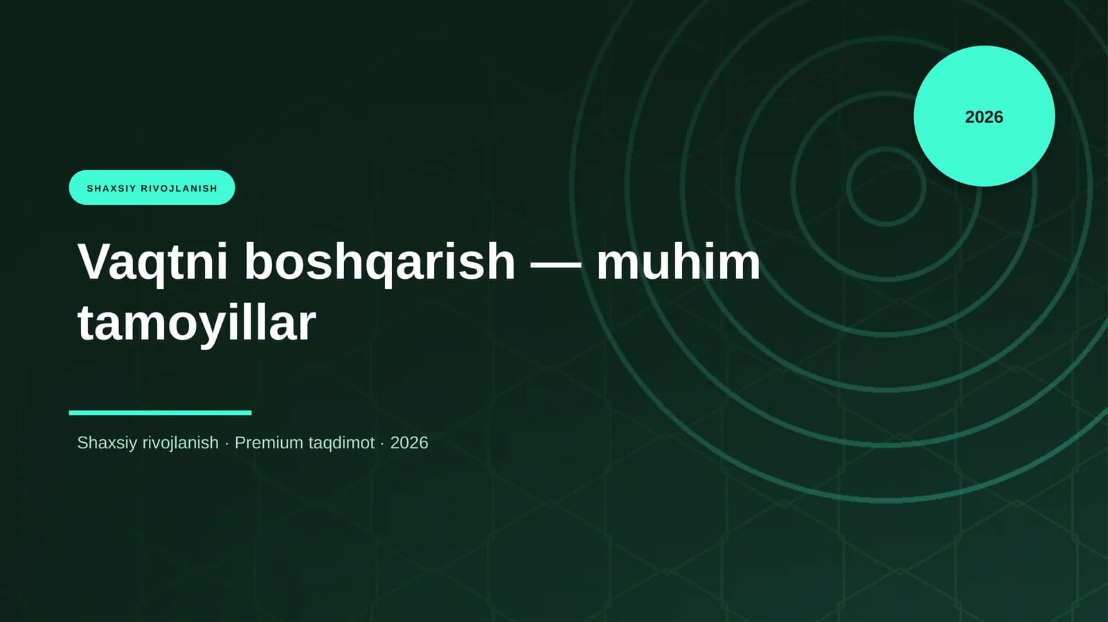 Vaqtni boshqarish — muhim tamoyillar