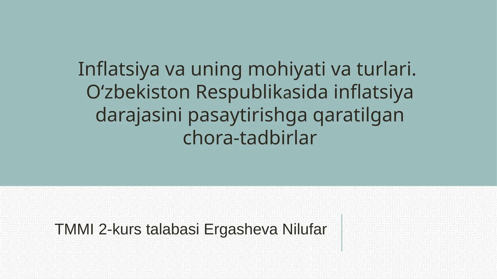 Inflatsiya va uning mohiyati va turlari