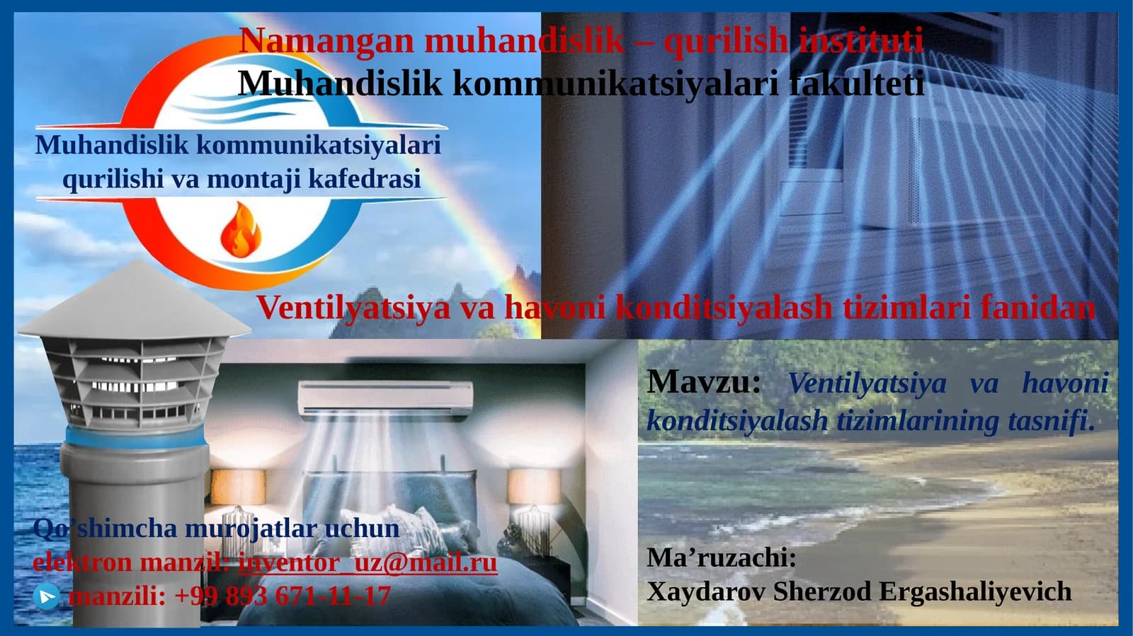 Muhandislikkommunikatsiyalari qurilishivamontajikafedrasi