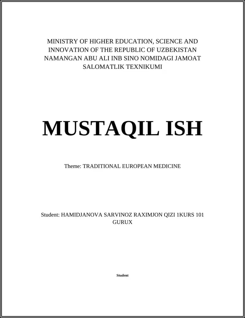 Traditional European Medicine