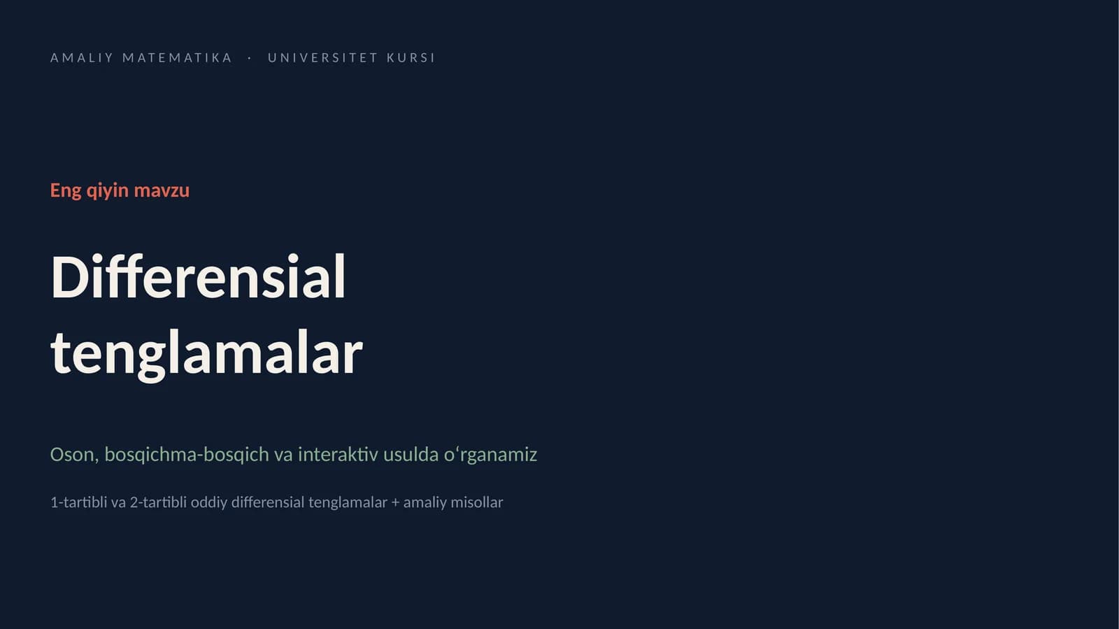 AMALIY MATEMATIKA · UNIVERSITET KURSI