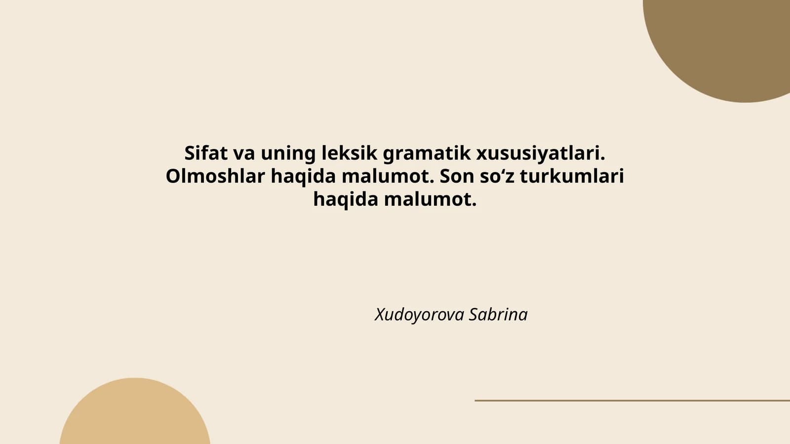 Sifat va uning leksik gramatik xususiyatlari