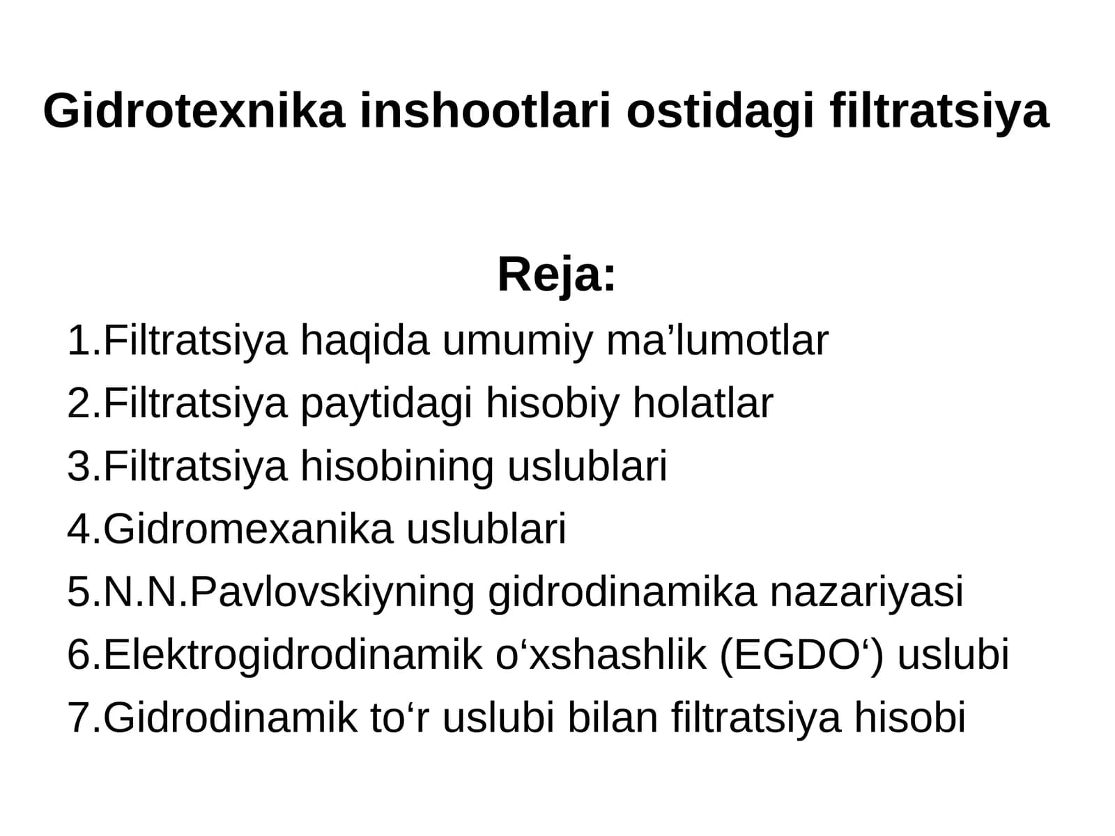 Gidrotexnika inshootlari ostidagi filtratsiya