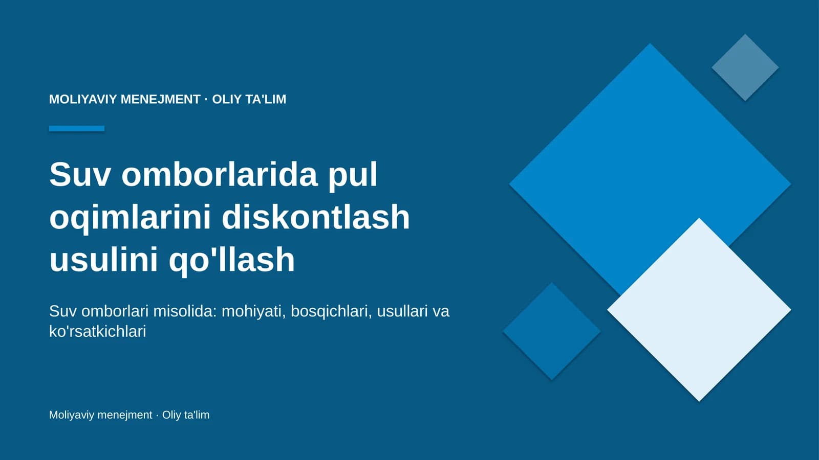 suv omborlarida pul oqimlarini diskontlash usulini qo'llash 9400