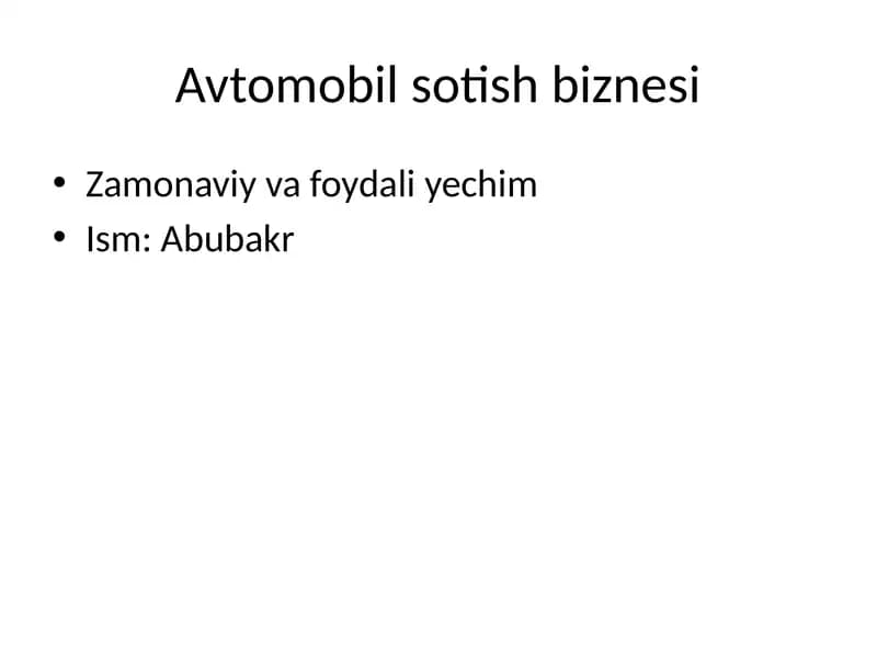Avtomobil sotish biznesi