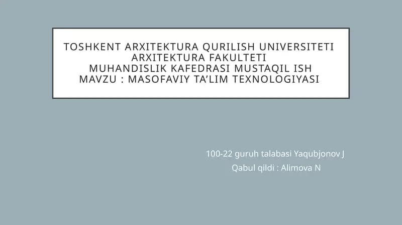 Masofaviy ta’lim texnologiyasi