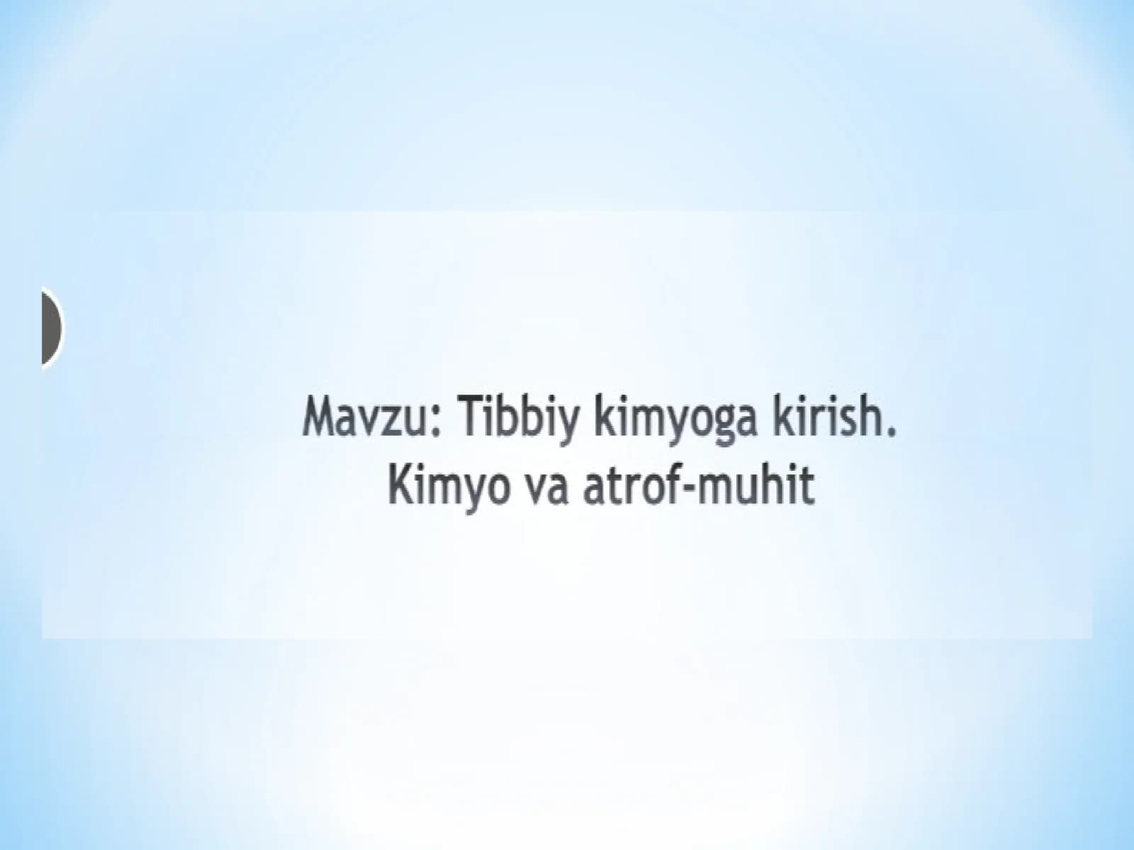 Tibbiy kimyoga kirish