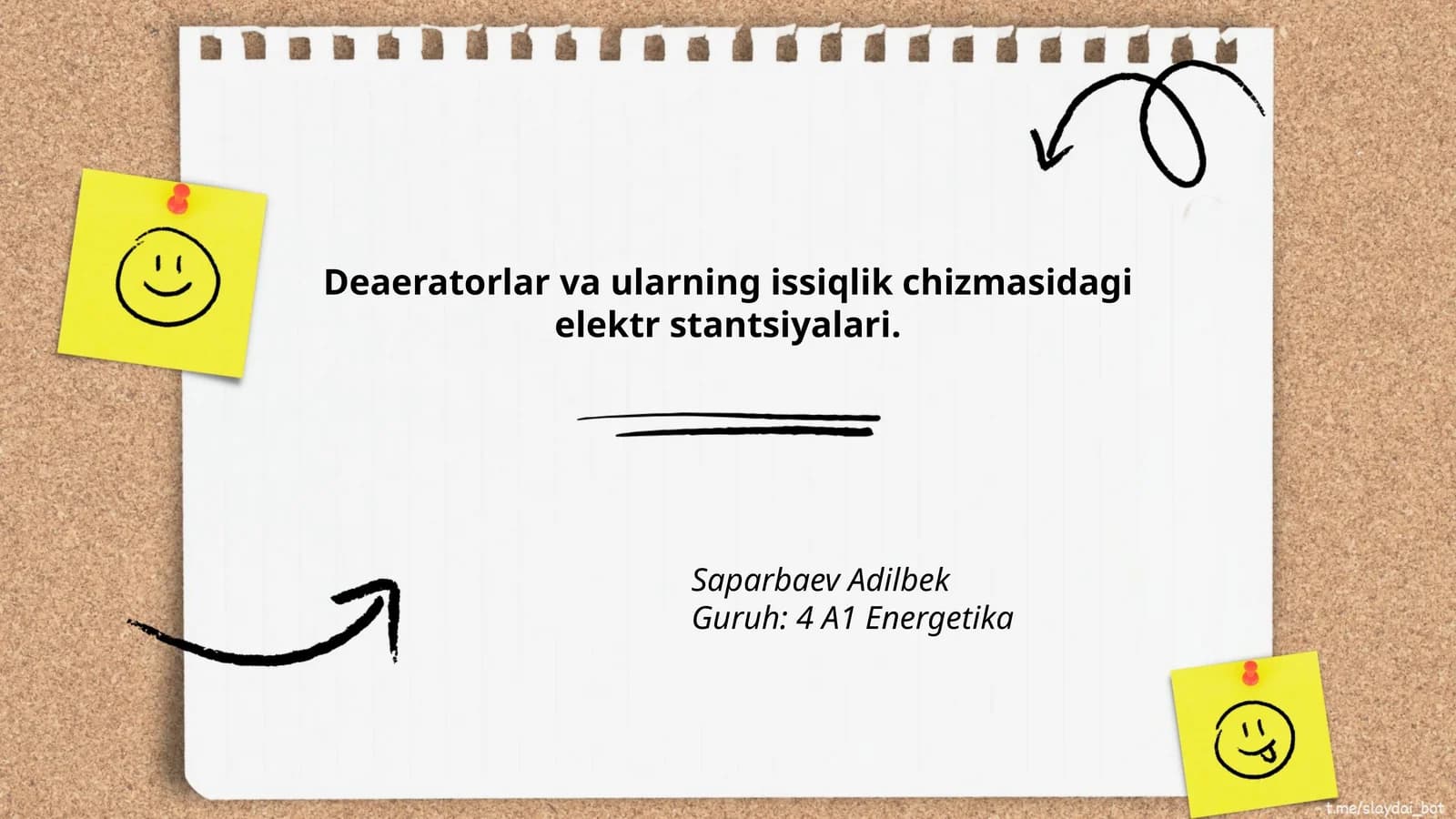 Deaeratorlar va ularning issiqlik chizmasidagi elektr stantsiyalari