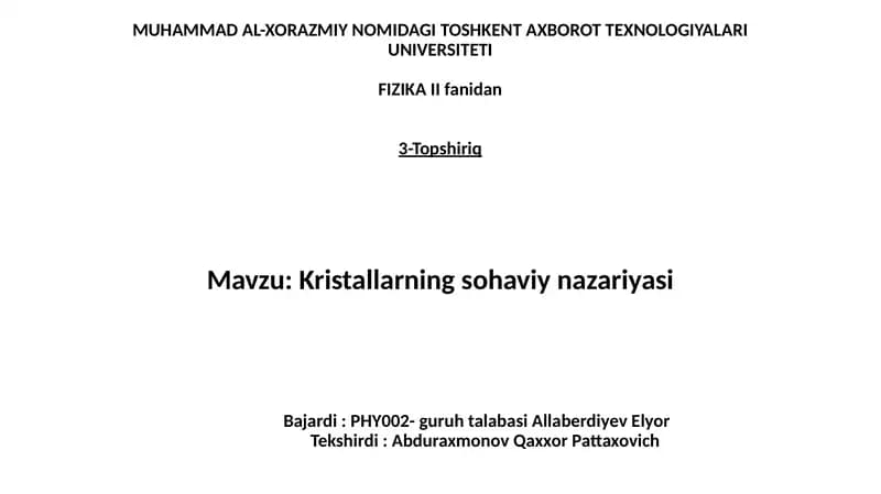 Kristallarning sohaviy nazariyasi