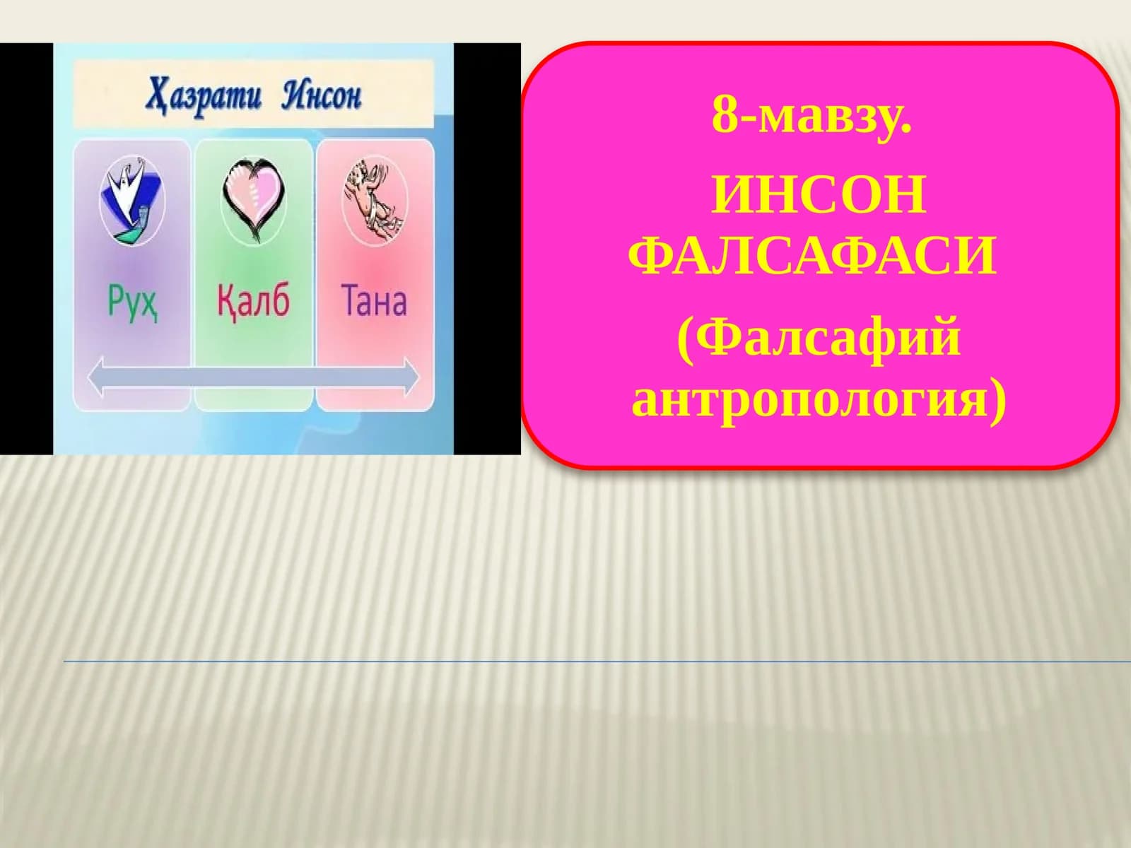 •ИНСОН ФАЛСАФАСИ •(Фалсафий антропология)