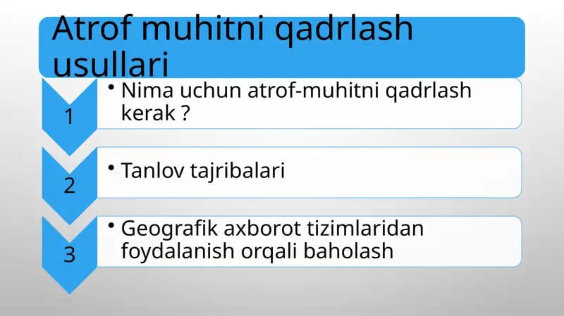 Atrof muhitni qadrlash usullari