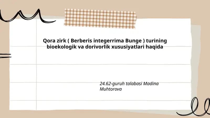 Qora zirk ( Berberis integerrima Bunge )
