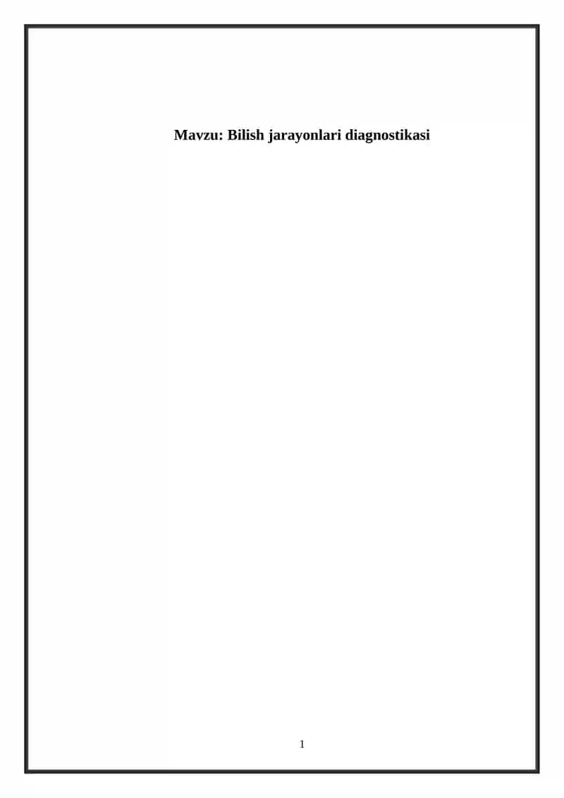 Bilish jarayonlari diagnostikasi