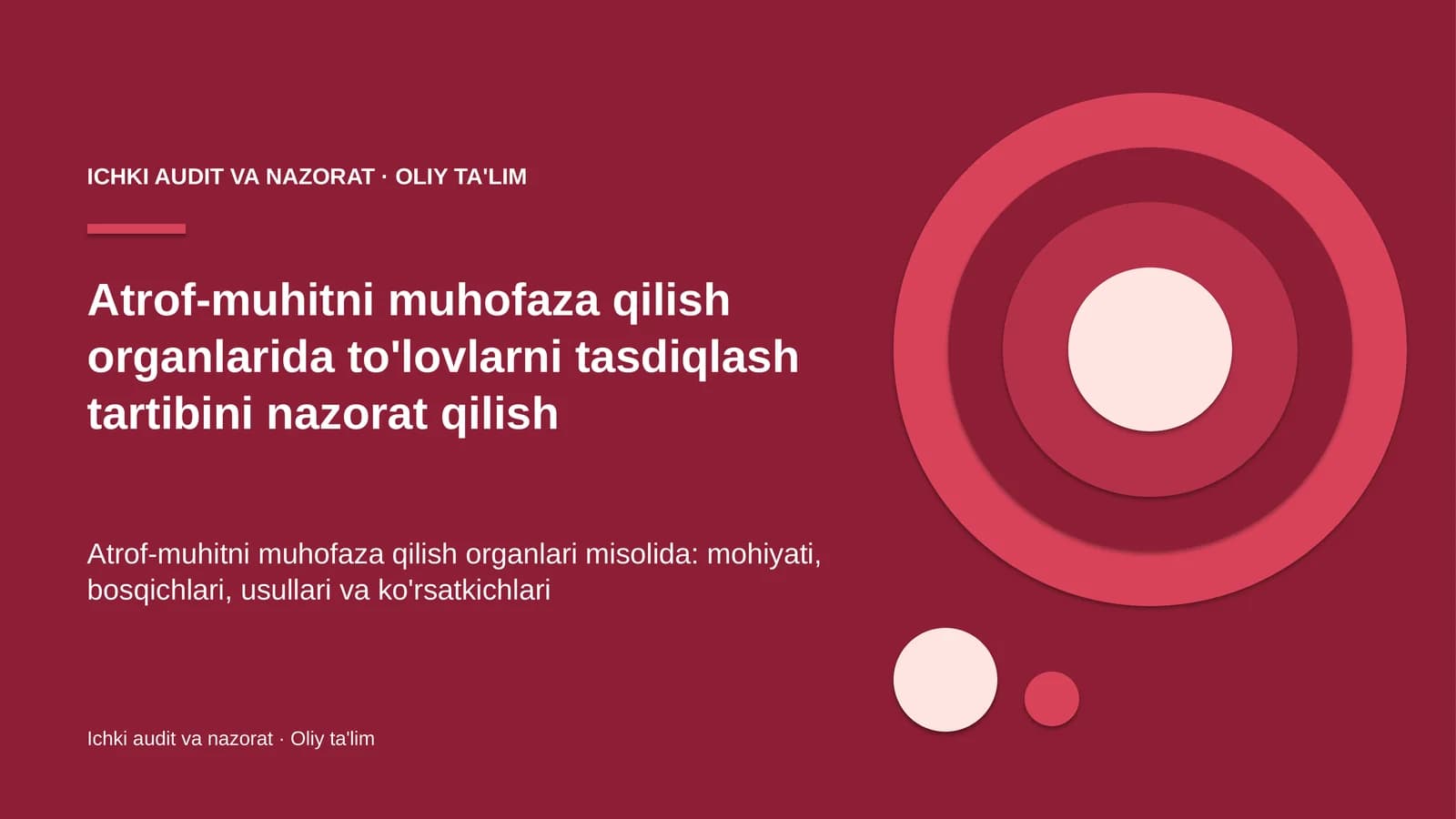 Atrof-muhitni muhofaza qilish organlarida to'lovlarni tasdiqlash tartibini nazorat qilish