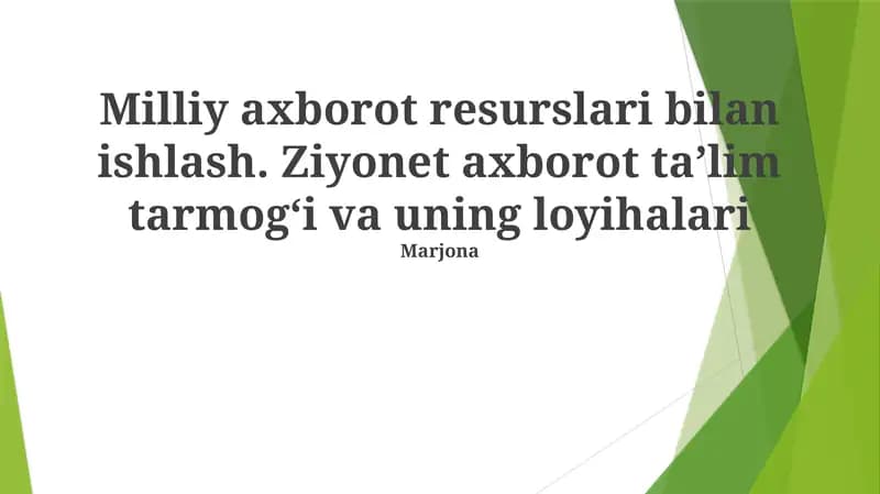 Ziyonet Loyihalari va Dasturlari