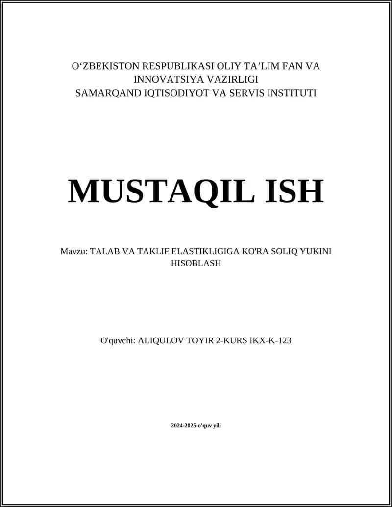 Soliq yukining nazariy asoslari