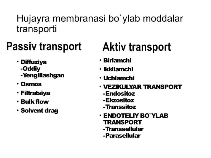 Passiv transport.