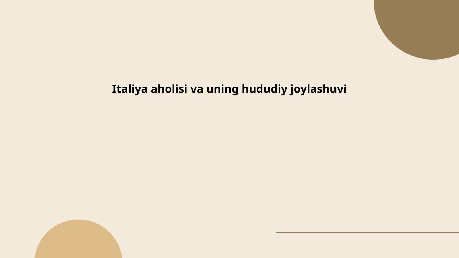 Italiya aholisi va uning hududiy joylashuvi