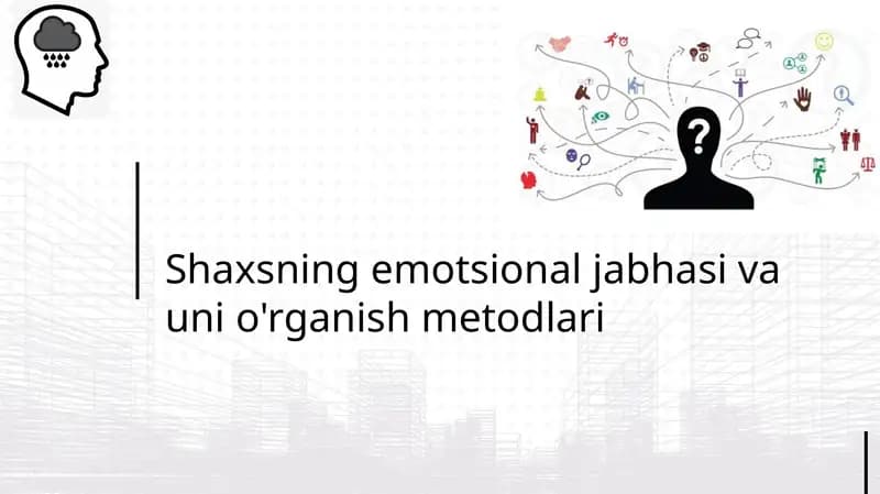 Shaxsning emotsional jabhasi va unio'rganish metodlari